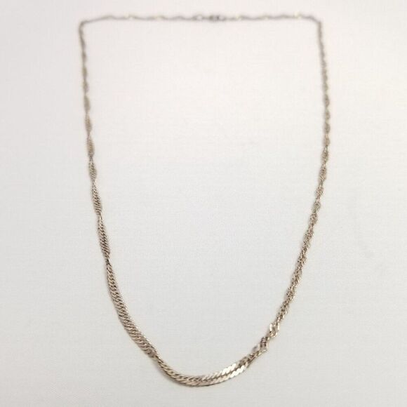 Vintage Sterling Silver Singapore Style Chain Necklace, Nice Length, Unisex - Picture 7 of 8